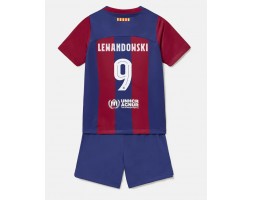 Barcelona Robert Lewandowski #9 Koti Pelipaita Lasten 2023-24 Lyhyet Hihat (+ Lyhyet housut)