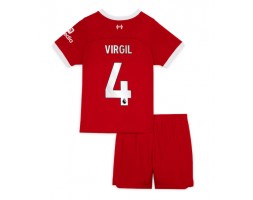 Liverpool Virgil van Dijk #4 Koti Pelipaita Lasten 2023-24 Lyhyet Hihat (+ Lyhyet housut)