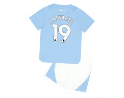 Manchester City Julian Alvarez #19 Koti Pelipaita Lasten 2023-24 Lyhyet Hihat (+ Lyhyet housut)