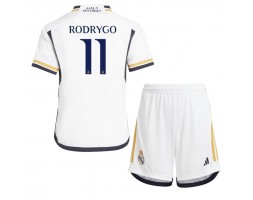 Real Madrid Rodrygo Goes #11 Koti Pelipaita Lasten 2023-24 Lyhyet Hihat (+ Lyhyet housut)