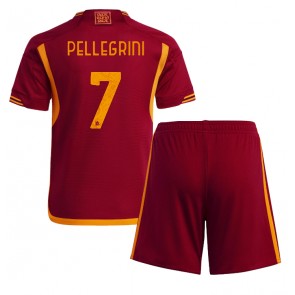 AS Roma Lorenzo Pellegrini #7 Koti Pelipaita Lasten 2023-24 Lyhyet Hihat (+ Lyhyet housut)