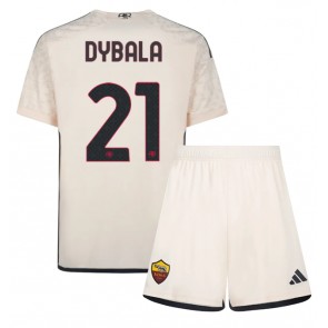 AS Roma Paulo Dybala #21 Vieras Pelipaita Lasten 2023-24 Lyhyet Hihat (+ Lyhyet housut)