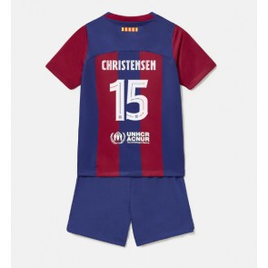 Barcelona Andreas Christensen #15 Koti Pelipaita Lasten 2023-24 Lyhyet Hihat (+ Lyhyet housut)