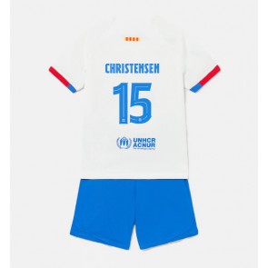 Barcelona Andreas Christensen #15 Vieras Pelipaita Lasten 2023-24 Lyhyet Hihat (+ Lyhyet housut)