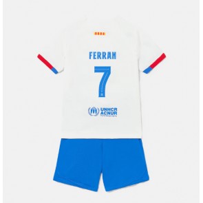 Barcelona Ferran Torres #7 Vieras Pelipaita Lasten 2023-24 Lyhyet Hihat (+ Lyhyet housut)