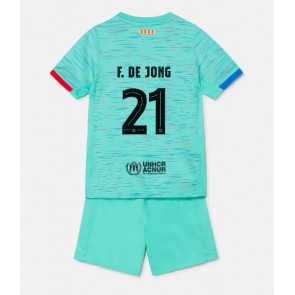 Barcelona Frenkie de Jong #21 Kolmas Pelipaita Lasten 2023-24 Lyhyet Hihat (+ Lyhyet housut)