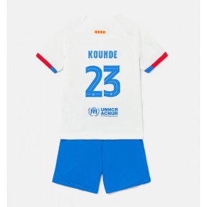 Barcelona Jules Kounde #23 Vieras Pelipaita Lasten 2023-24 Lyhyet Hihat (+ Lyhyet housut)