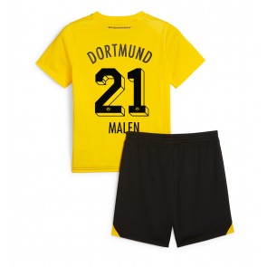 Borussia Dortmund Donyell Malen #21 Koti Pelipaita Lasten 2023-24 Lyhyet Hihat (+ Lyhyet housut)