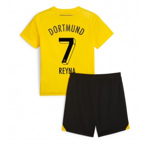 Borussia Dortmund Giovanni Reyna #7 Koti Pelipaita Lasten 2023-24 Lyhyet Hihat (+ Lyhyet housut)