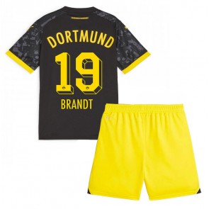 Borussia Dortmund Julian Brandt #19 Vieras Pelipaita Lasten 2023-24 Lyhyet Hihat (+ Lyhyet housut)