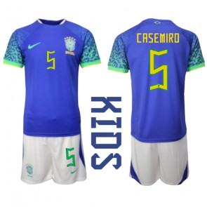 Brasilia Casemiro #5 Vieras Pelipaita Lasten EM-Kisat 2020 Lyhyet Hihat (+ Lyhyet housut)