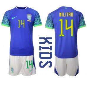 Brasilia Eder Militao #14 Vieras Pelipaita Lasten EM-Kisat 2020 Lyhyet Hihat (+ Lyhyet housut)