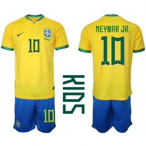 Brasilia Neymar Jr #10 Koti Pelipaita Lasten EM-Kisat 2020 Lyhyet Hihat (+ Lyhyet housut)