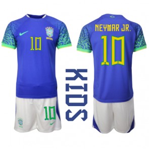 Brasilia Neymar Jr #10 Vieras Pelipaita Lasten EM-Kisat 2020 Lyhyet Hihat (+ Lyhyet housut)