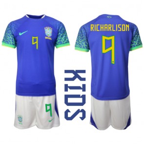 Brasilia Richarlison #9 Vieras Pelipaita Lasten EM-Kisat 2020 Lyhyet Hihat (+ Lyhyet housut)