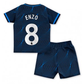 Chelsea Enzo Fernandez #8 Vieras Pelipaita Lasten 2023-24 Lyhyet Hihat (+ Lyhyet housut)