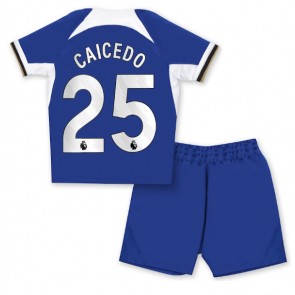 Chelsea Moises Caicedo #25 Koti Pelipaita Lasten 2023-24 Lyhyet Hihat (+ Lyhyet housut)