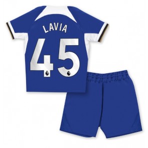 Chelsea Romeo Lavia #45 Koti Pelipaita Lasten 2023-24 Lyhyet Hihat (+ Lyhyet housut)