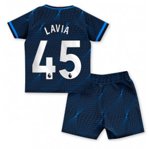 Chelsea Romeo Lavia #45 Vieras Pelipaita Lasten 2023-24 Lyhyet Hihat (+ Lyhyet housut)