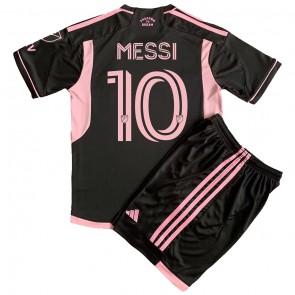 Inter Miami Lionel Messi #10 Vieras Pelipaita Lasten 2023-24 Lyhyet Hihat (+ Lyhyet housut)