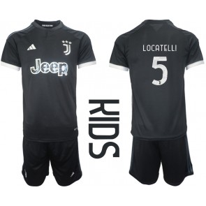 Juventus Manuel Locatelli #5 Kolmas Pelipaita Lasten 2023-24 Lyhyet Hihat (+ Lyhyet housut)