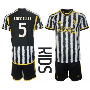 Juventus Manuel Locatelli #5 Koti Pelipaita Lasten 2023-24 Lyhyet Hihat (+ Lyhyet housut)