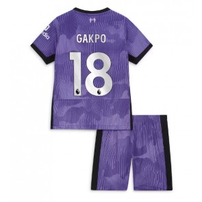 Liverpool Cody Gakpo #18 Kolmas Pelipaita Lasten 2023-24 Lyhyet Hihat (+ Lyhyet housut)