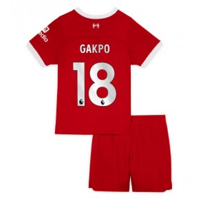 Liverpool Cody Gakpo #18 Koti Pelipaita Lasten 2023-24 Lyhyet Hihat (+ Lyhyet housut)