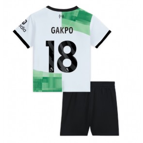 Liverpool Cody Gakpo #18 Vieras Pelipaita Lasten 2023-24 Lyhyet Hihat (+ Lyhyet housut)