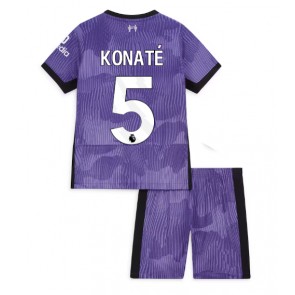 Liverpool Ibrahima Konate #5 Kolmas Pelipaita Lasten 2023-24 Lyhyet Hihat (+ Lyhyet housut)