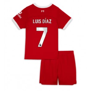 Liverpool Luis Diaz #7 Koti Pelipaita Lasten 2023-24 Lyhyet Hihat (+ Lyhyet housut)