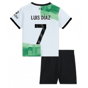 Liverpool Luis Diaz #7 Vieras Pelipaita Lasten 2023-24 Lyhyet Hihat (+ Lyhyet housut)