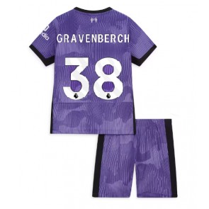 Liverpool Ryan Gravenberch #38 Kolmas Pelipaita Lasten 2023-24 Lyhyet Hihat (+ Lyhyet housut)