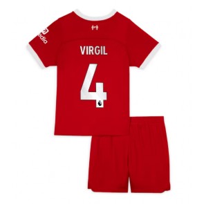 Liverpool Virgil van Dijk #4 Koti Pelipaita Lasten 2023-24 Lyhyet Hihat (+ Lyhyet housut)