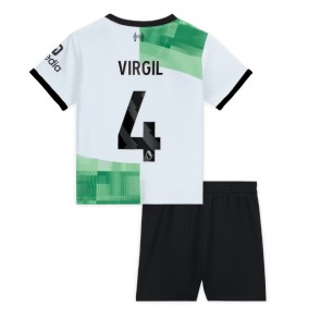 Liverpool Virgil van Dijk #4 Vieras Pelipaita Lasten 2023-24 Lyhyet Hihat (+ Lyhyet housut)