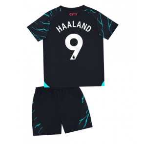 Manchester City Erling Haaland #9 Kolmas Pelipaita Lasten 2023-24 Lyhyet Hihat (+ Lyhyet housut)