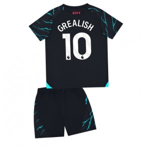 Manchester City Jack Grealish #10 Kolmas Pelipaita Lasten 2023-24 Lyhyet Hihat (+ Lyhyet housut)