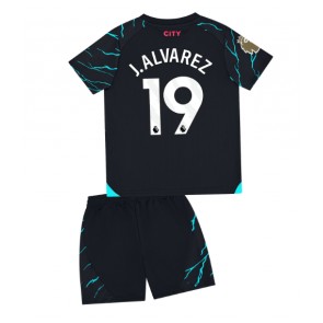 Manchester City Julian Alvarez #19 Kolmas Pelipaita Lasten 2023-24 Lyhyet Hihat (+ Lyhyet housut)