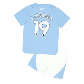 Manchester City Julian Alvarez #19 Koti Pelipaita Lasten 2023-24 Lyhyet Hihat (+ Lyhyet housut)