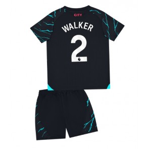 Manchester City Kyle Walker #2 Kolmas Pelipaita Lasten 2023-24 Lyhyet Hihat (+ Lyhyet housut)