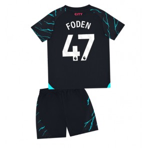 Manchester City Phil Foden #47 Kolmas Pelipaita Lasten 2023-24 Lyhyet Hihat (+ Lyhyet housut)