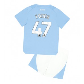 Manchester City Phil Foden #47 Koti Pelipaita Lasten 2023-24 Lyhyet Hihat (+ Lyhyet housut)