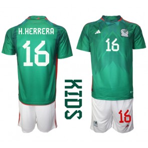 Meksiko Hector Herrera #16 Koti Pelipaita Lasten EM-Kisat 2020 Lyhyet Hihat (+ Lyhyet housut)