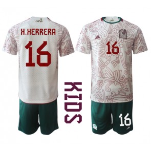 Meksiko Hector Herrera #16 Vieras Pelipaita Lasten EM-Kisat 2020 Lyhyet Hihat (+ Lyhyet housut)