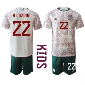 Meksiko Hirving Lozano #22 Vieras Pelipaita Lasten EM-Kisat 2020 Lyhyet Hihat (+ Lyhyet housut)