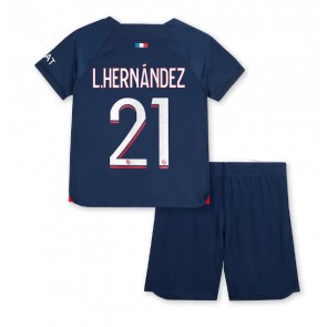 Paris Saint-Germain Lucas Hernandez #21 Koti Pelipaita Lasten 2023-24 Lyhyet Hihat (+ Lyhyet housut)