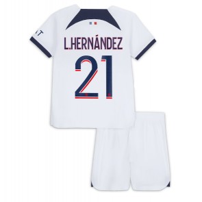 Paris Saint-Germain Lucas Hernandez #21 Vieras Pelipaita Lasten 2023-24 Lyhyet Hihat (+ Lyhyet housut)