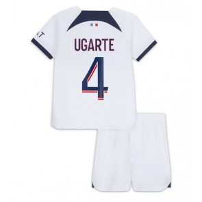 Paris Saint-Germain Manuel Ugarte #4 Vieras Pelipaita Lasten 2023-24 Lyhyet Hihat (+ Lyhyet housut)