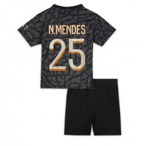 Paris Saint-Germain Nuno Mendes #25 Kolmas Pelipaita Lasten 2023-24 Lyhyet Hihat (+ Lyhyet housut)