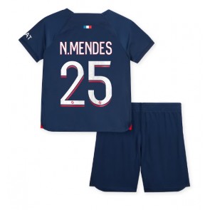 Paris Saint-Germain Nuno Mendes #25 Koti Pelipaita Lasten 2023-24 Lyhyet Hihat (+ Lyhyet housut)